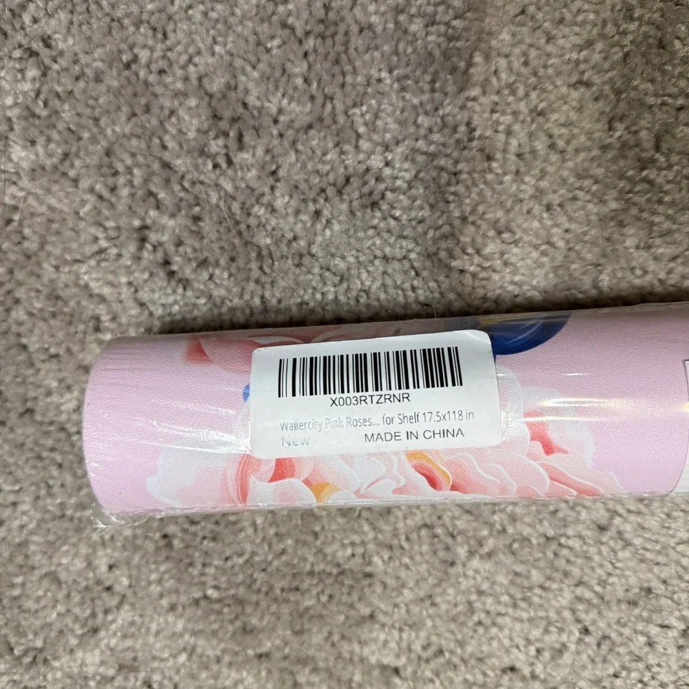 Wallcraft Pink Roses Shelf Wallpaper‎ Peel and Stick 17.5x118 Inches 2 rolls